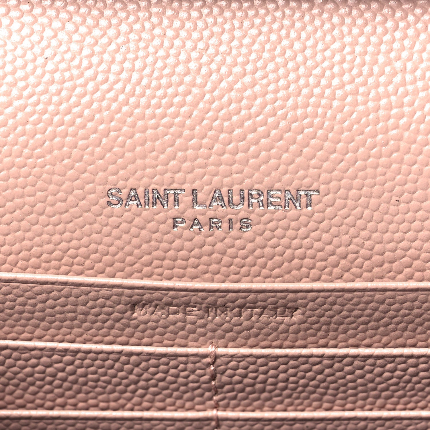 Saint Laurent Grain De Poudre Matelasse Chevron Monogram Chain Wallet Pale Pink 6 of 10
