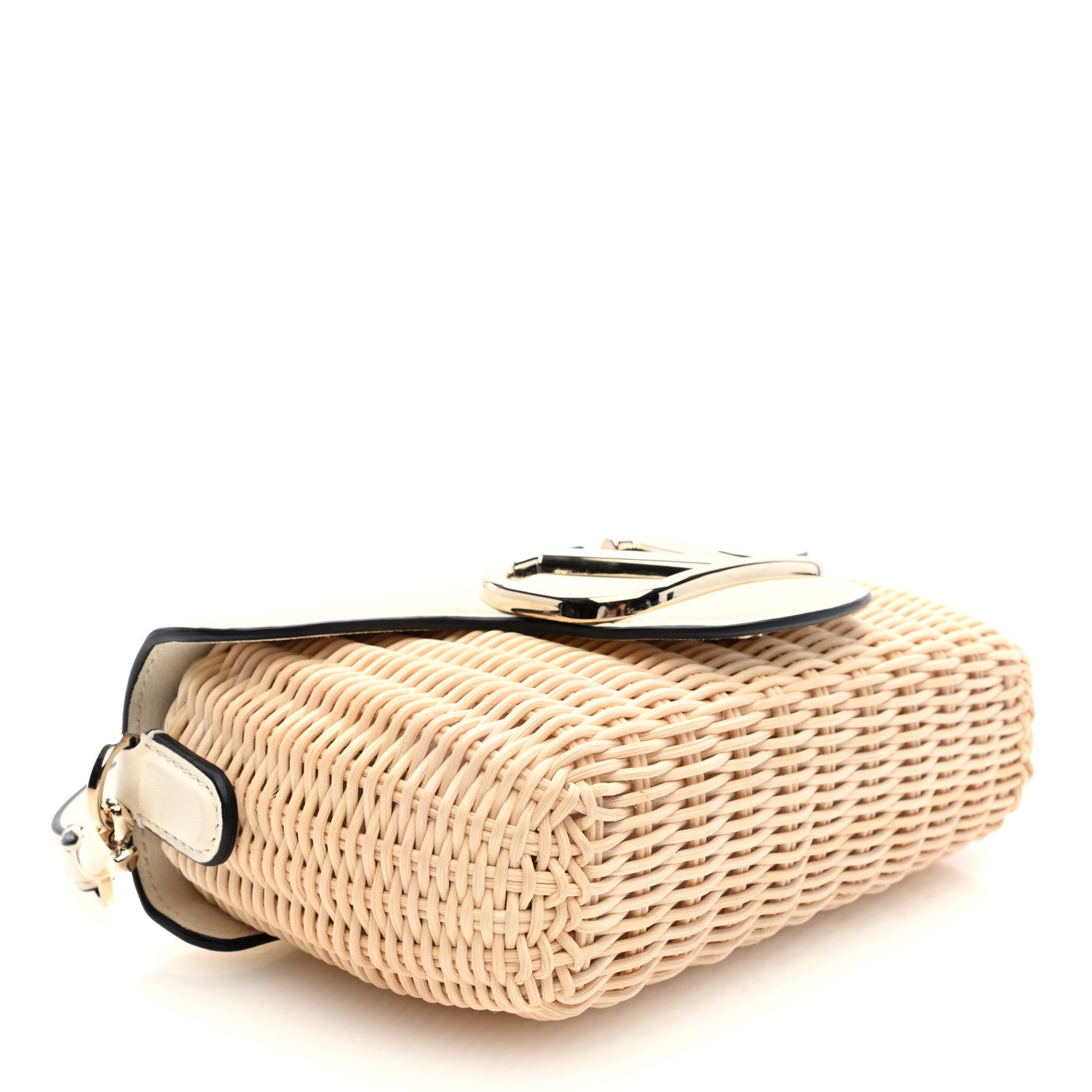 Valentino Garavani Wicker Calfskin Vlogo Small Loco Shoulder Bag Natural Ivory 4 of 10