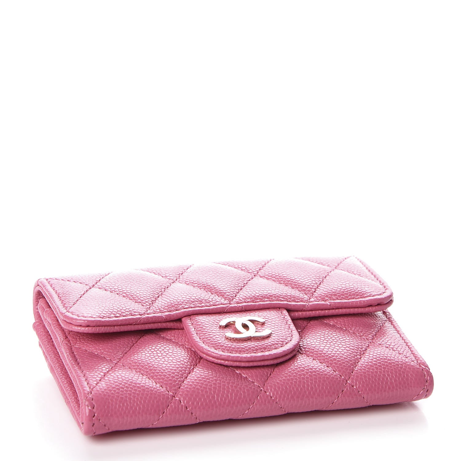 Chanel Caviar Quilted Flap Card Holder Wallet Pink 3 of 9
