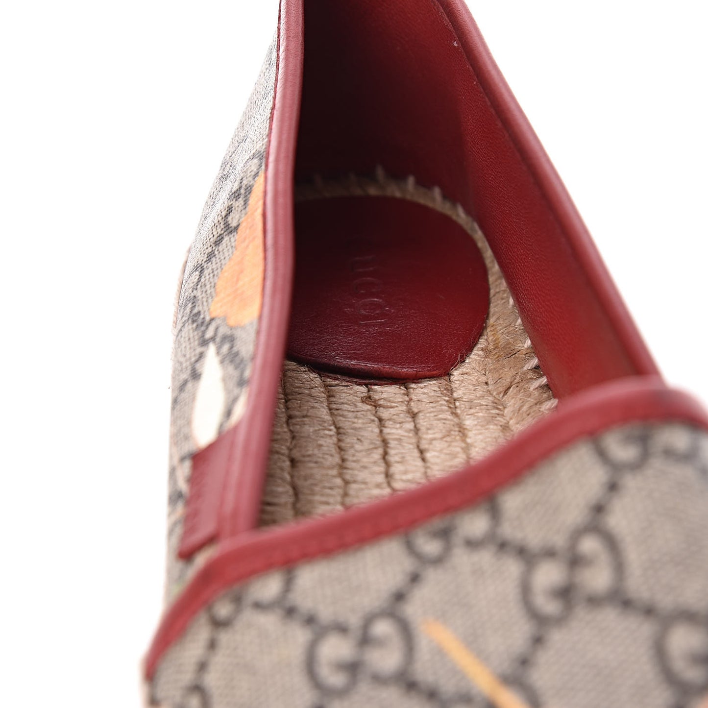 GG Supreme Monogram Tian Womens Espadrilles 38.5 Beige Multicolor Red