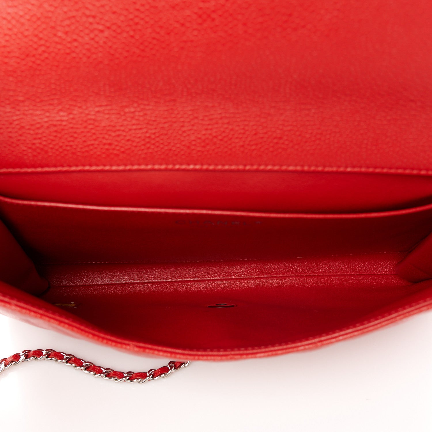 Chanel Caviar Quilted Clutch With Chain Flap Red 5 of 11