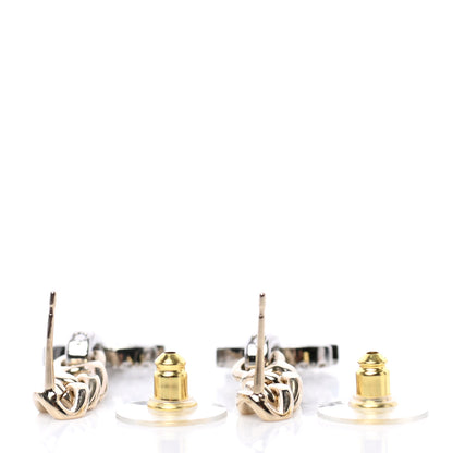 Chanel Metal Crystal CC Chain Drop Earrings Gold 3 of 5
