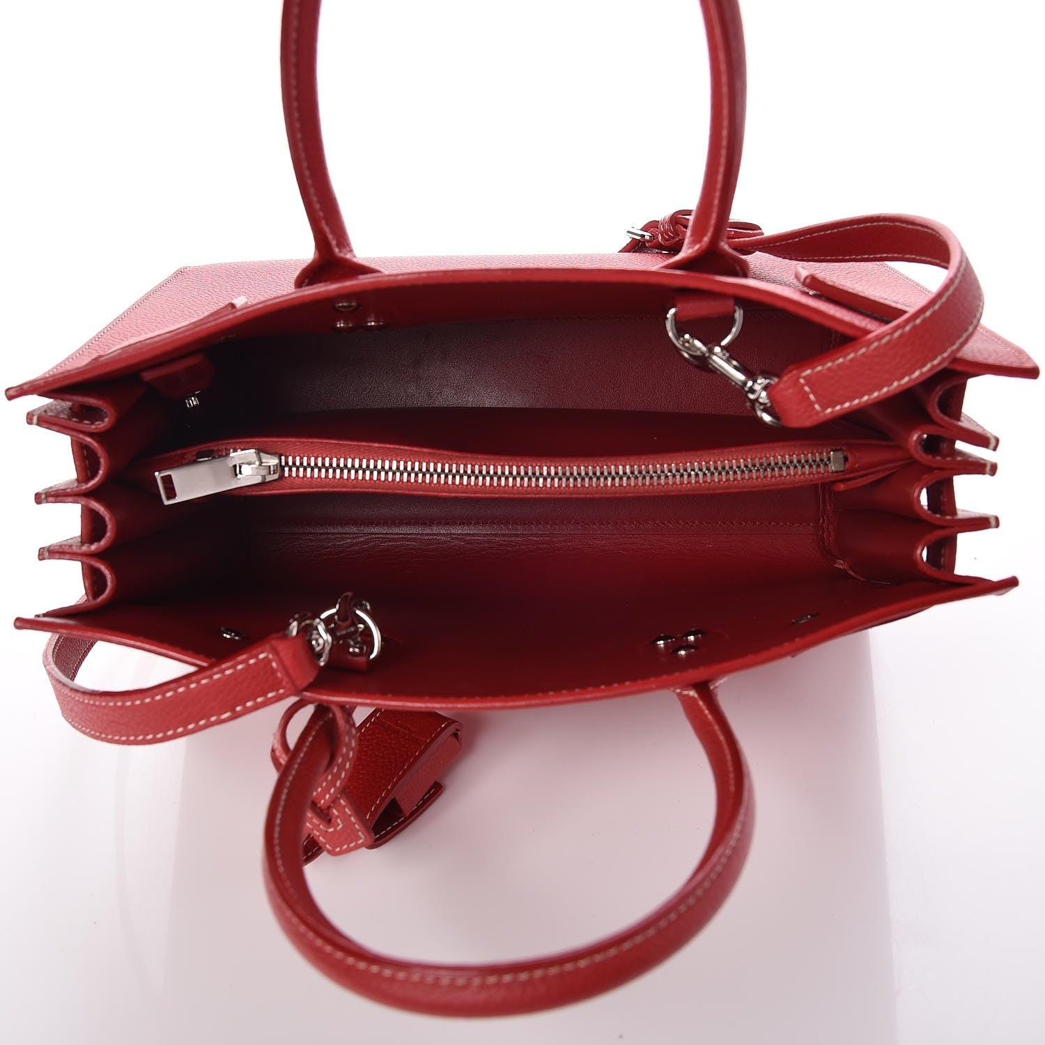 Saint Laurent Grained Calfskin Topstitch Baby Sac De Jour Red 6 of 9