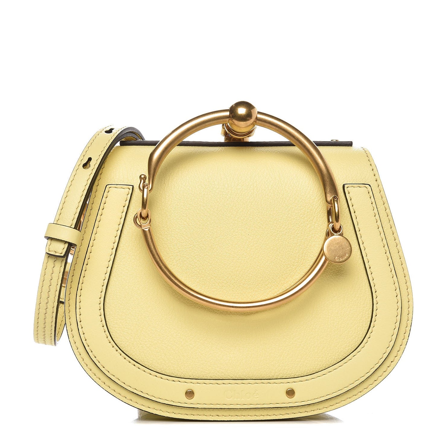 Calfskin Suede Small Nile Bracelet Bag Lemonade