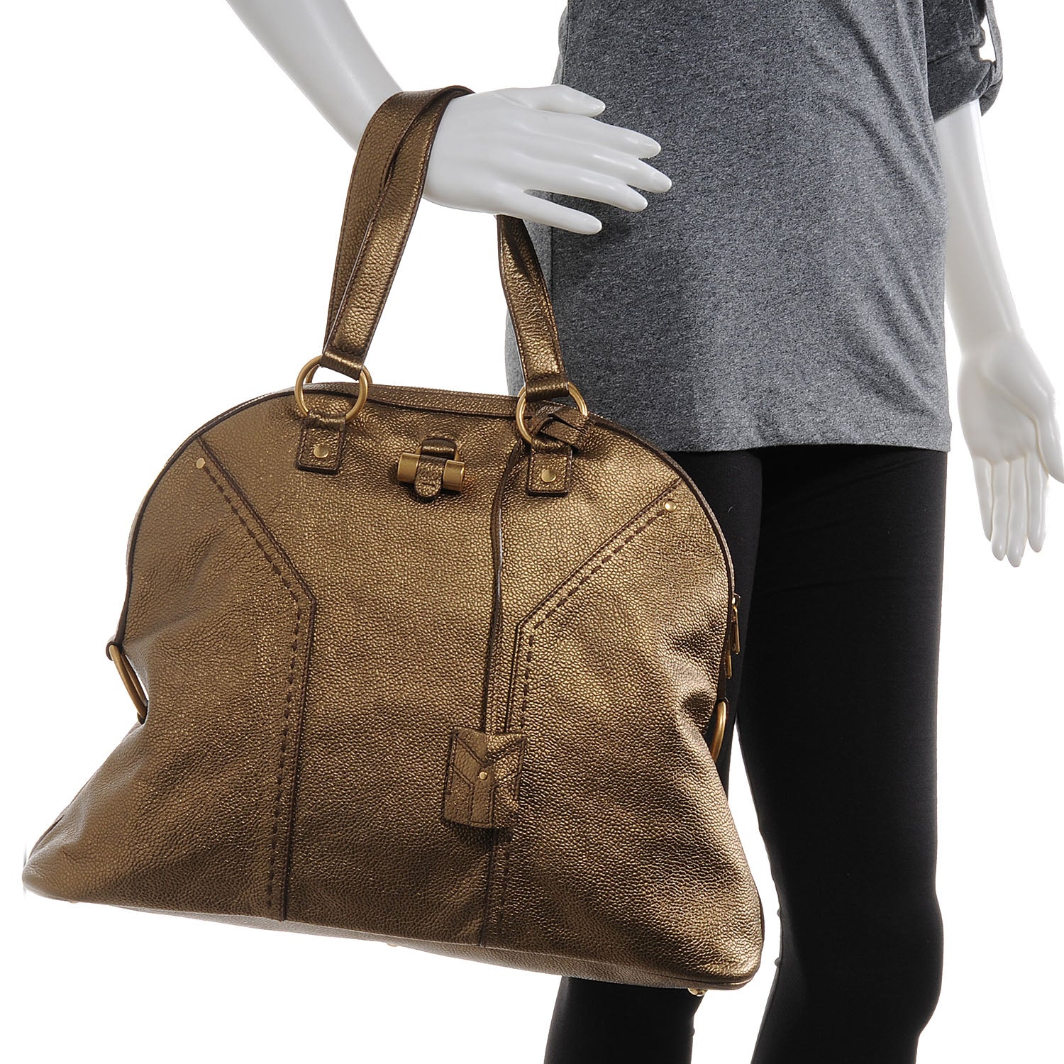 Saint Laurent Leather Oversized Muse Bronze 2 of 7
