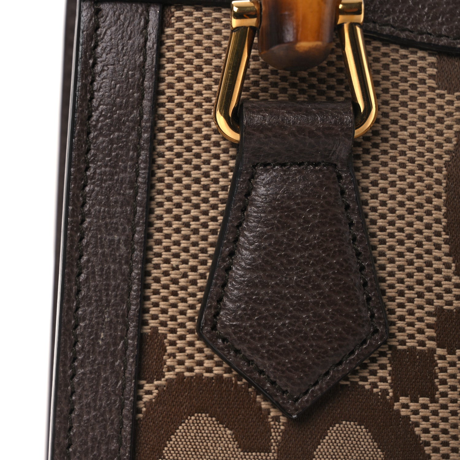 Gucci Monogram Jumbo GG Textured Dollar Calfskin Mini Diana Tote