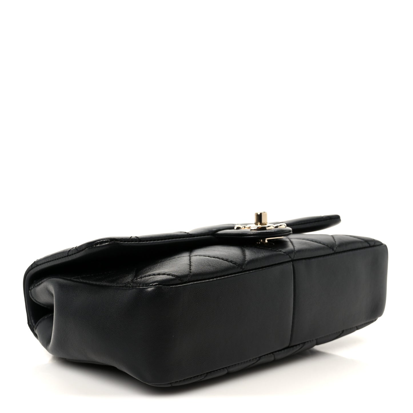 Lambskin Quilted Resin Bi-Color Chain Flap Bag Black