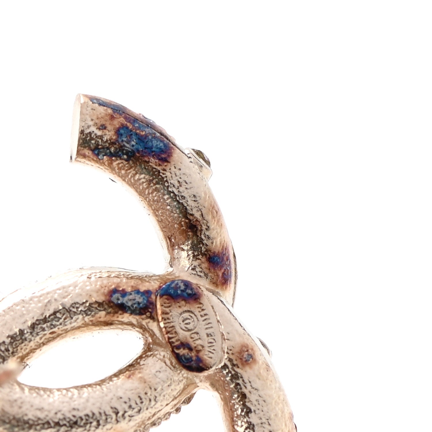 Chanel Crystal Twisted CC Earrings Pink Gold 6 of 6