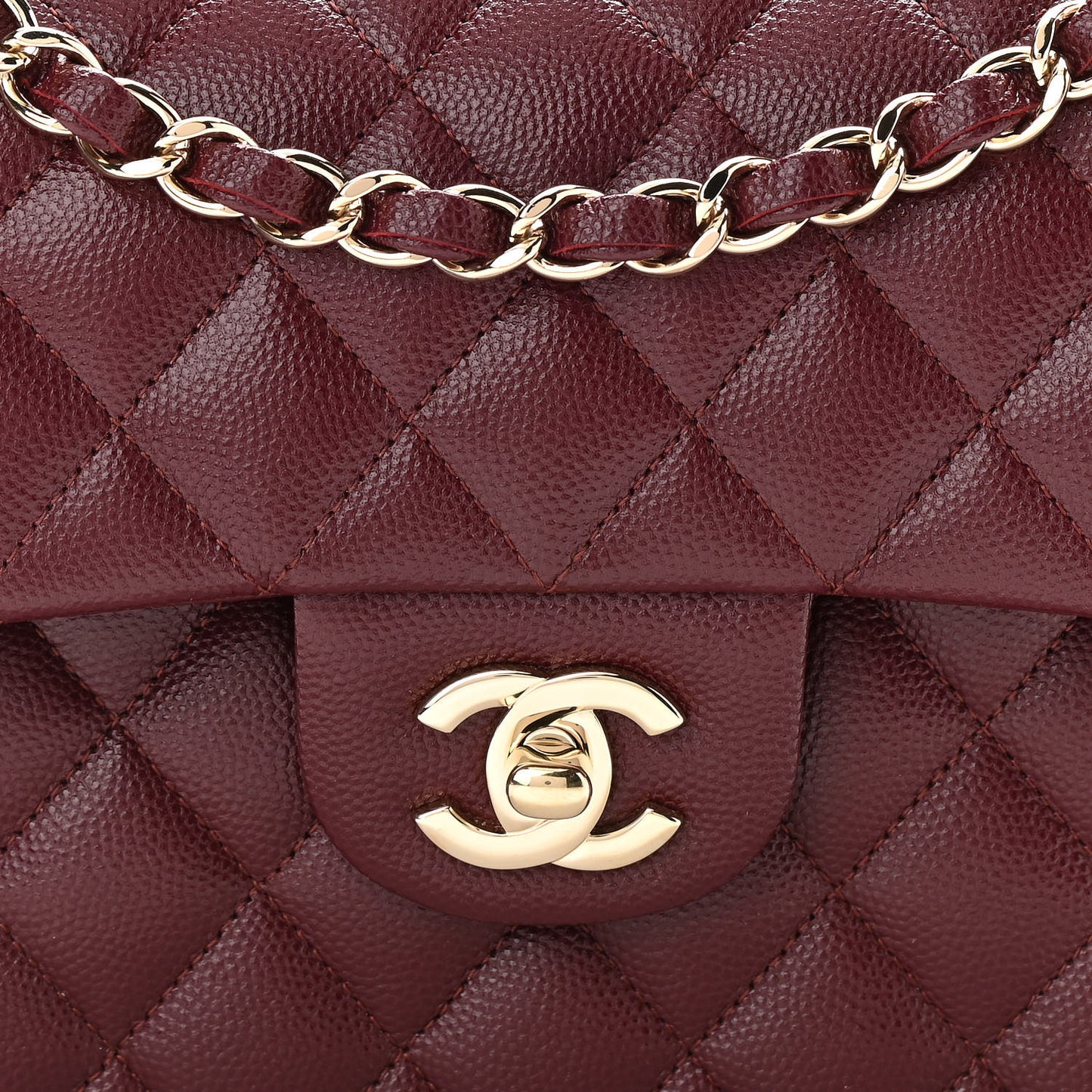 Caviar Quilted Small Double Flap Burgundy