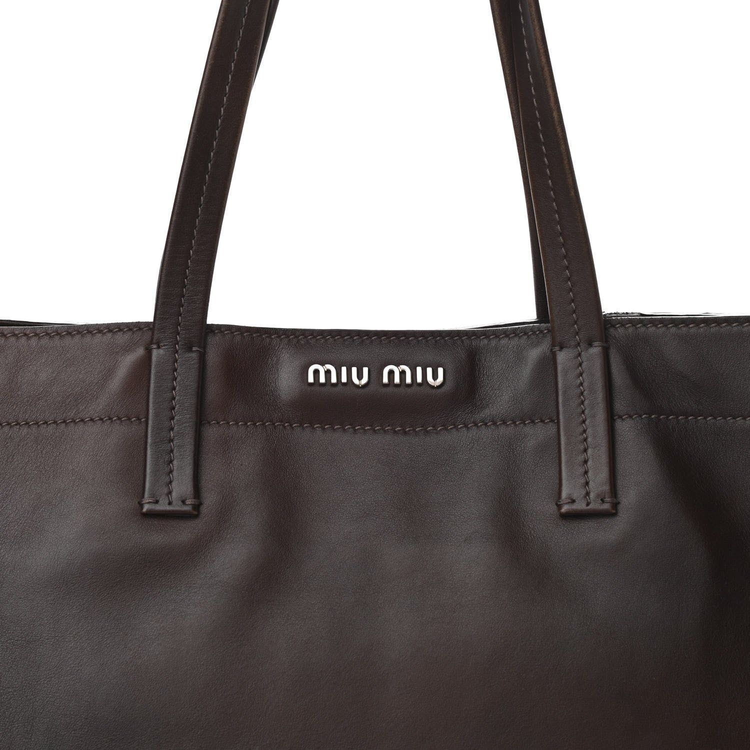 Miu Miu Vitello Soft Calfskin Shopping Tote Nocciolo Black 7 of 9