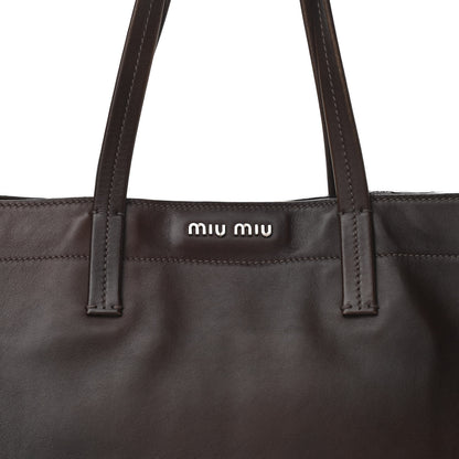 Miu Miu Vitello Soft Calfskin Shopping Tote Nocciolo Black 7 of 9