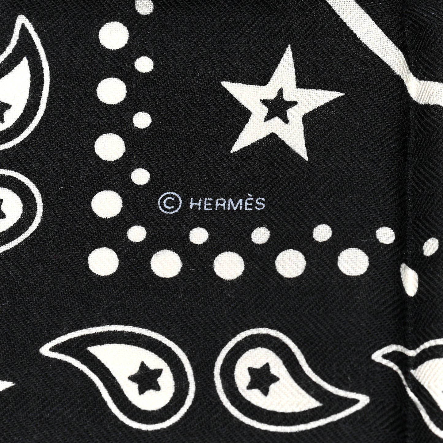 Cashmere Silk Les Cles Bandana Shawl 140 Black White