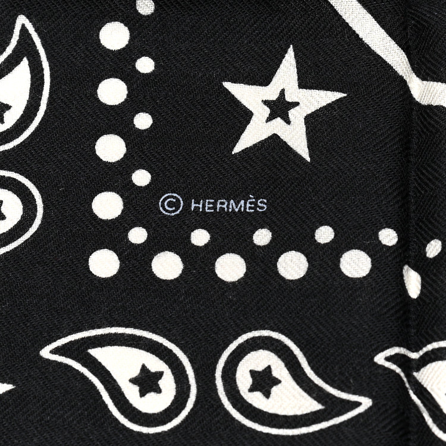 Hermes Cashmere Silk Les Cles Bandana Shawl 140 Black White 5 of 6