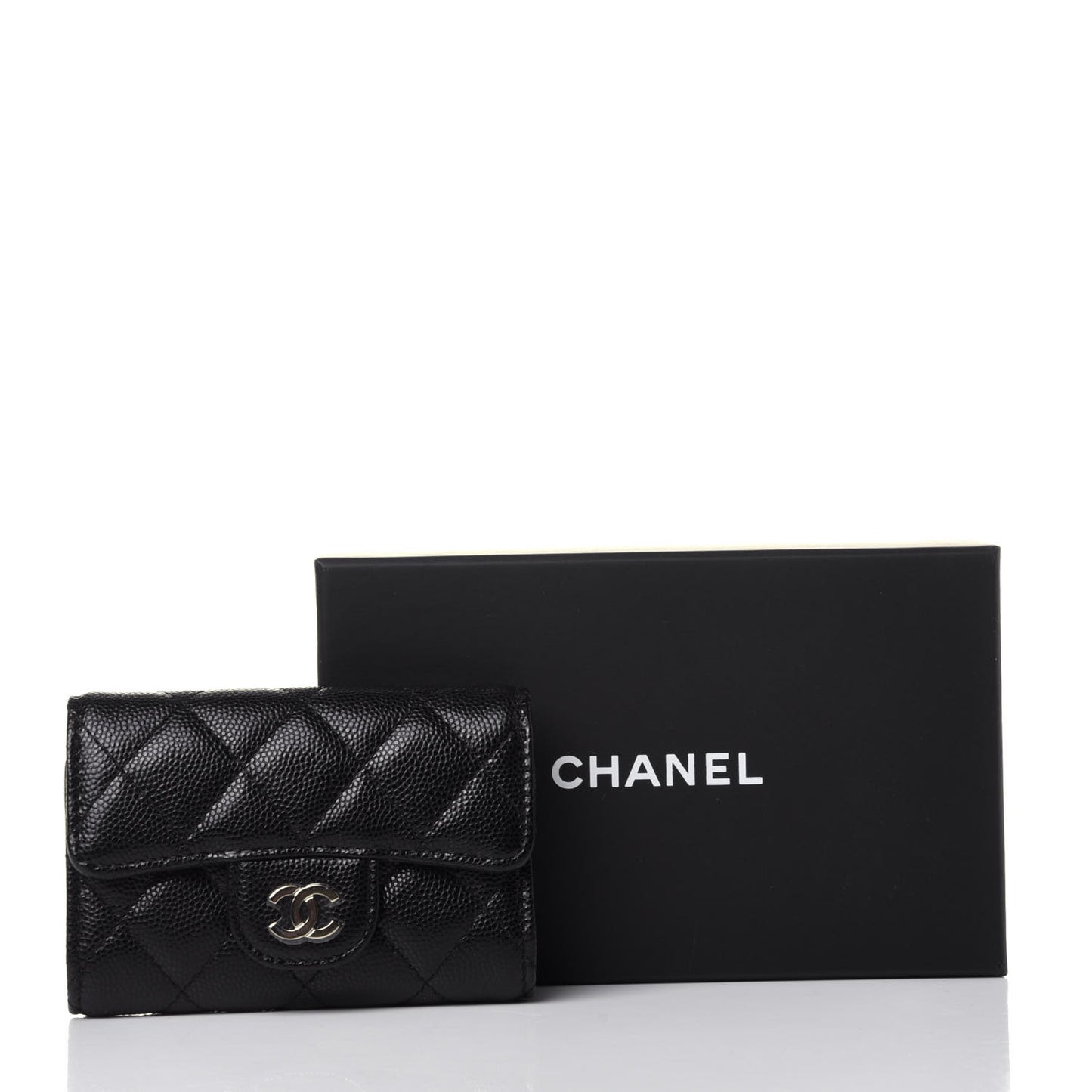 Caviar Quilted Classic 4 Key Holder Wallet Black