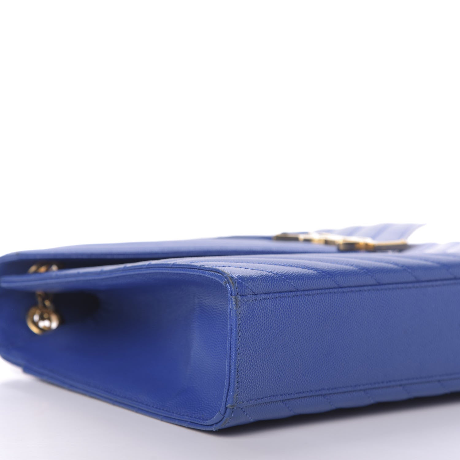 Saint Laurent Grain De Poudre Matelasse Chevron Large Monogram Satchel Blue Majorelle 6 of 10