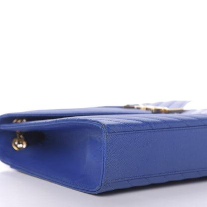 Saint Laurent Grain De Poudre Matelasse Chevron Large Monogram Satchel Blue Majorelle 6 of 10