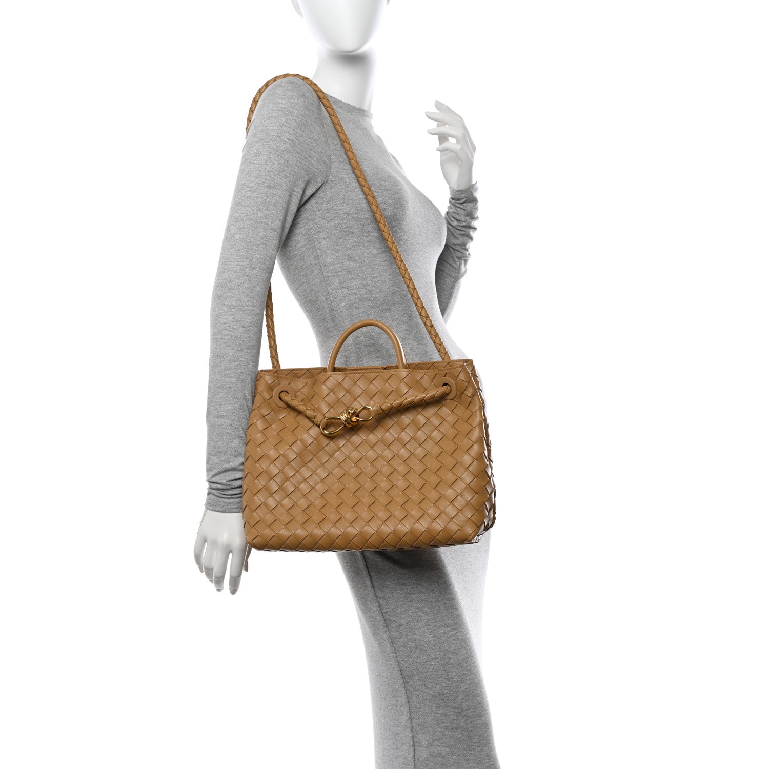 Bottega Veneta Nappa Intrecciato Medium Andiamo Shoulder Bag Dark Praline 2 of 9