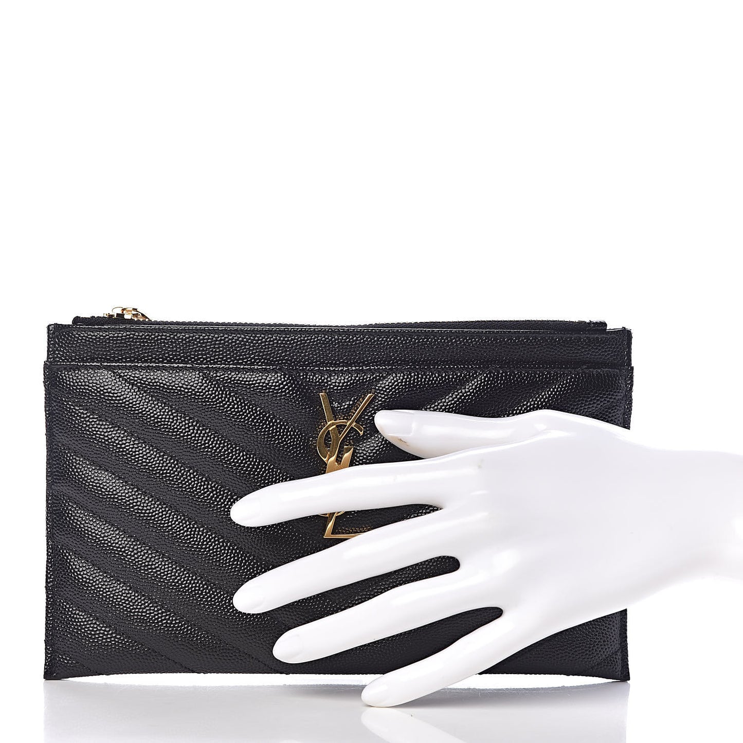 Grain De Poudre Chevron Monogram Bill Pouch Black