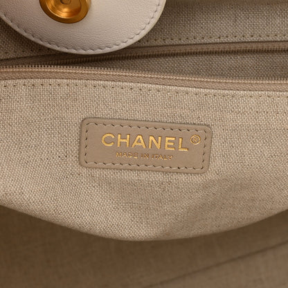Chanel Calfskin Medium Deauville Tote White Multicolor 6 of 14