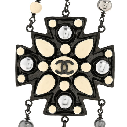 Chanel Gripoix Poured Glass CC Multi Strand Necklace Ruthenium 4 of 6