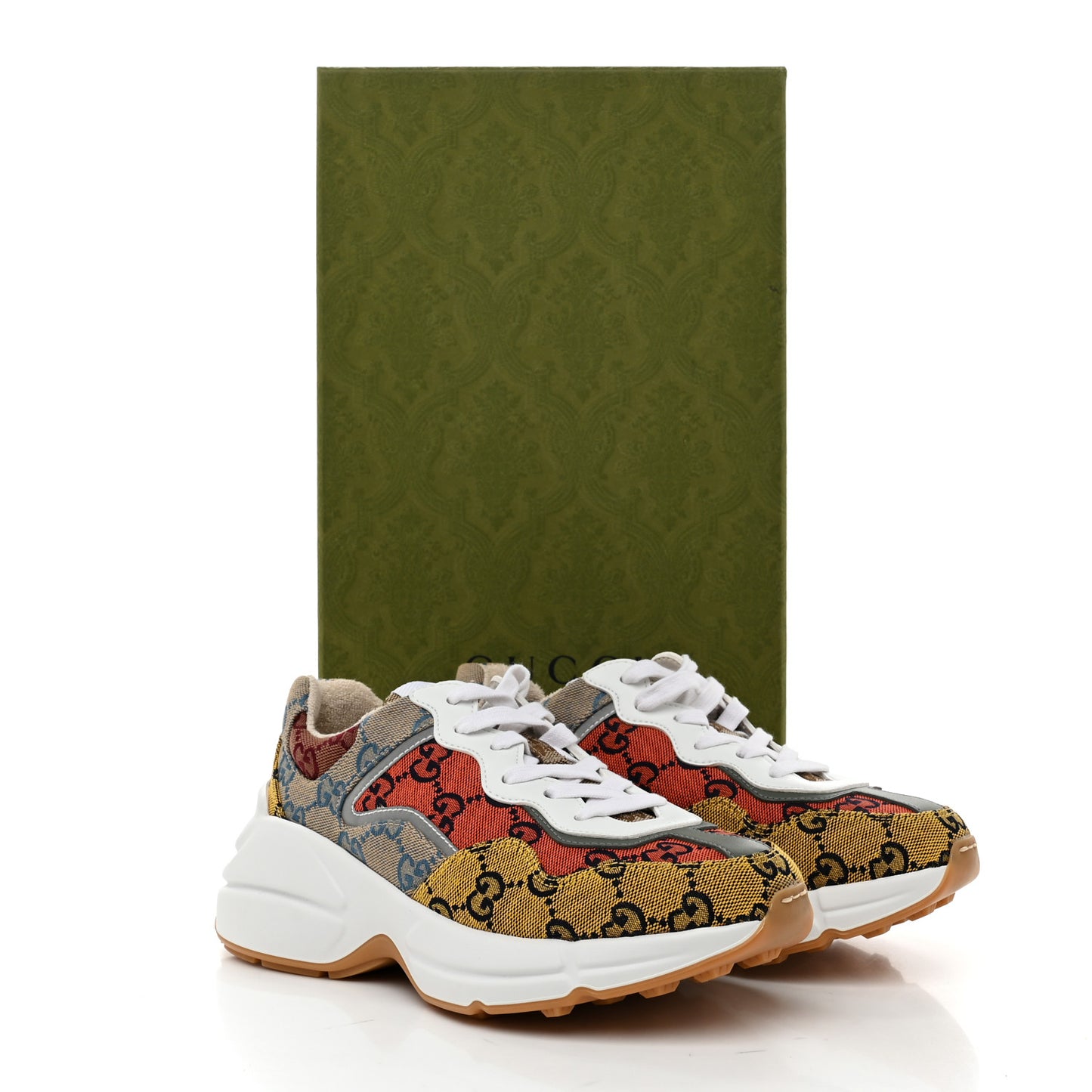 Monogram Multicolor Demetra Womens Rhyton Sneakers 35 Yellow Blue Great White Tabasco