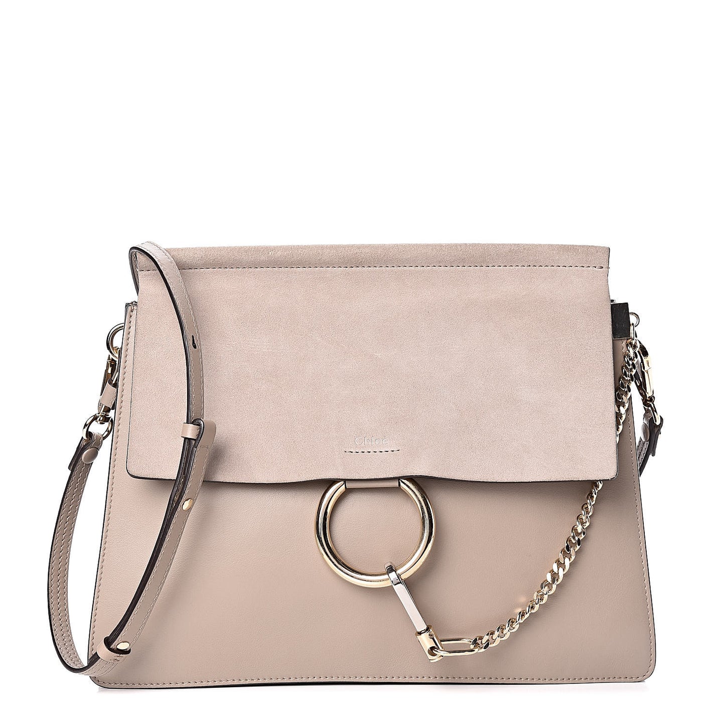Calfskin Suede Medium Faye Shoulder Bag Motty Grey