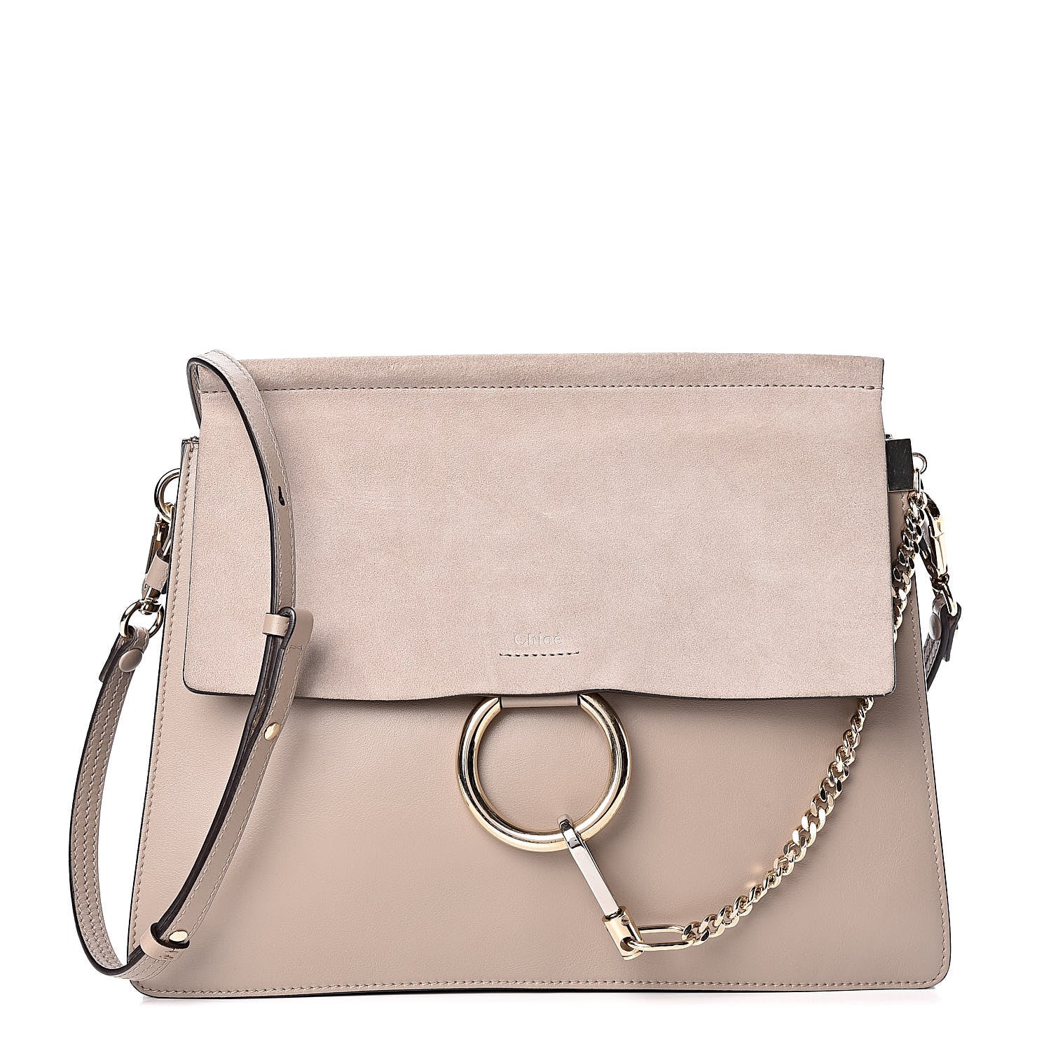 Chloe Calfskin Suede Medium Faye Shoulder Bag Motty Grey 1 of 11