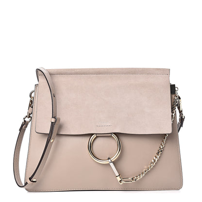 Chloe Calfskin Suede Medium Faye Shoulder Bag Motty Grey 1 of 11