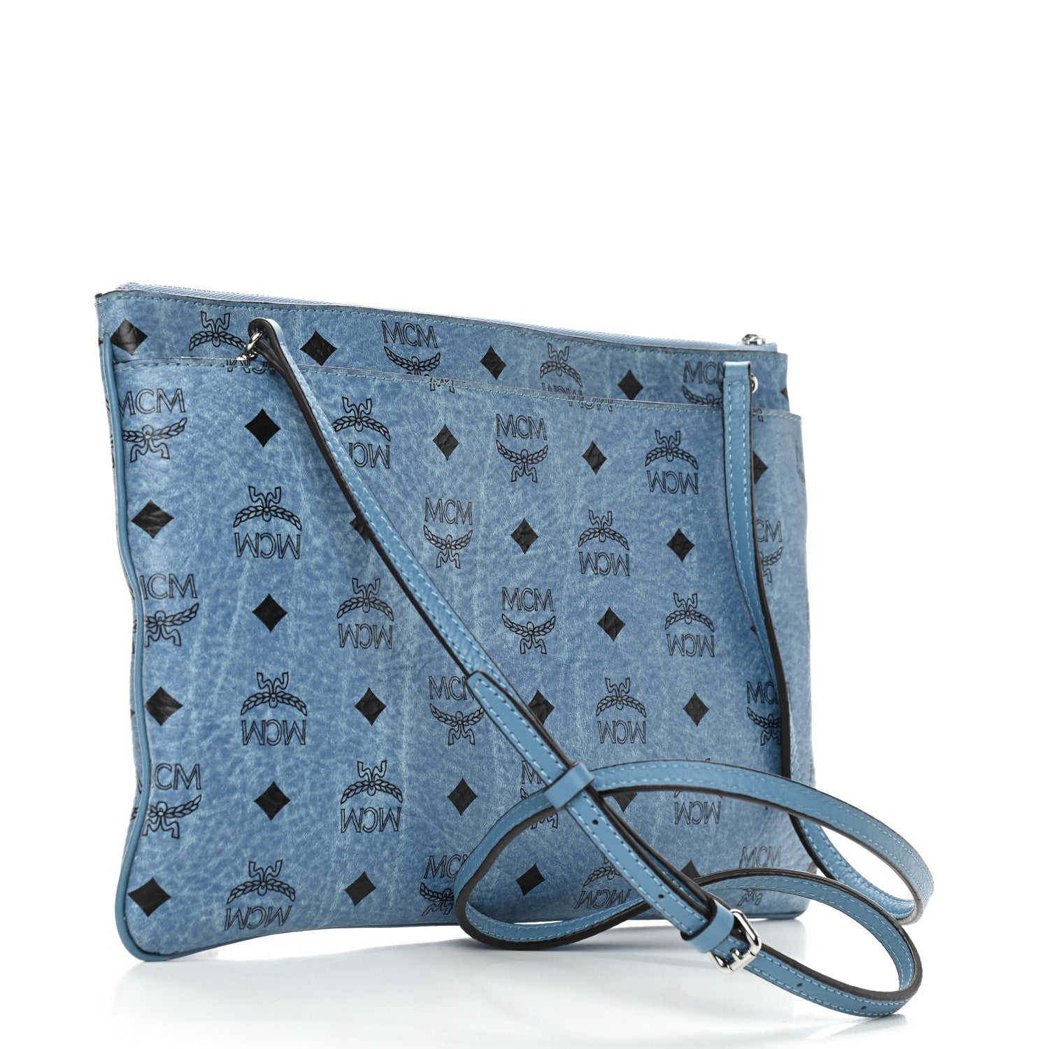 MCM Visetos Crossbody Pouch Blue 2 of 8