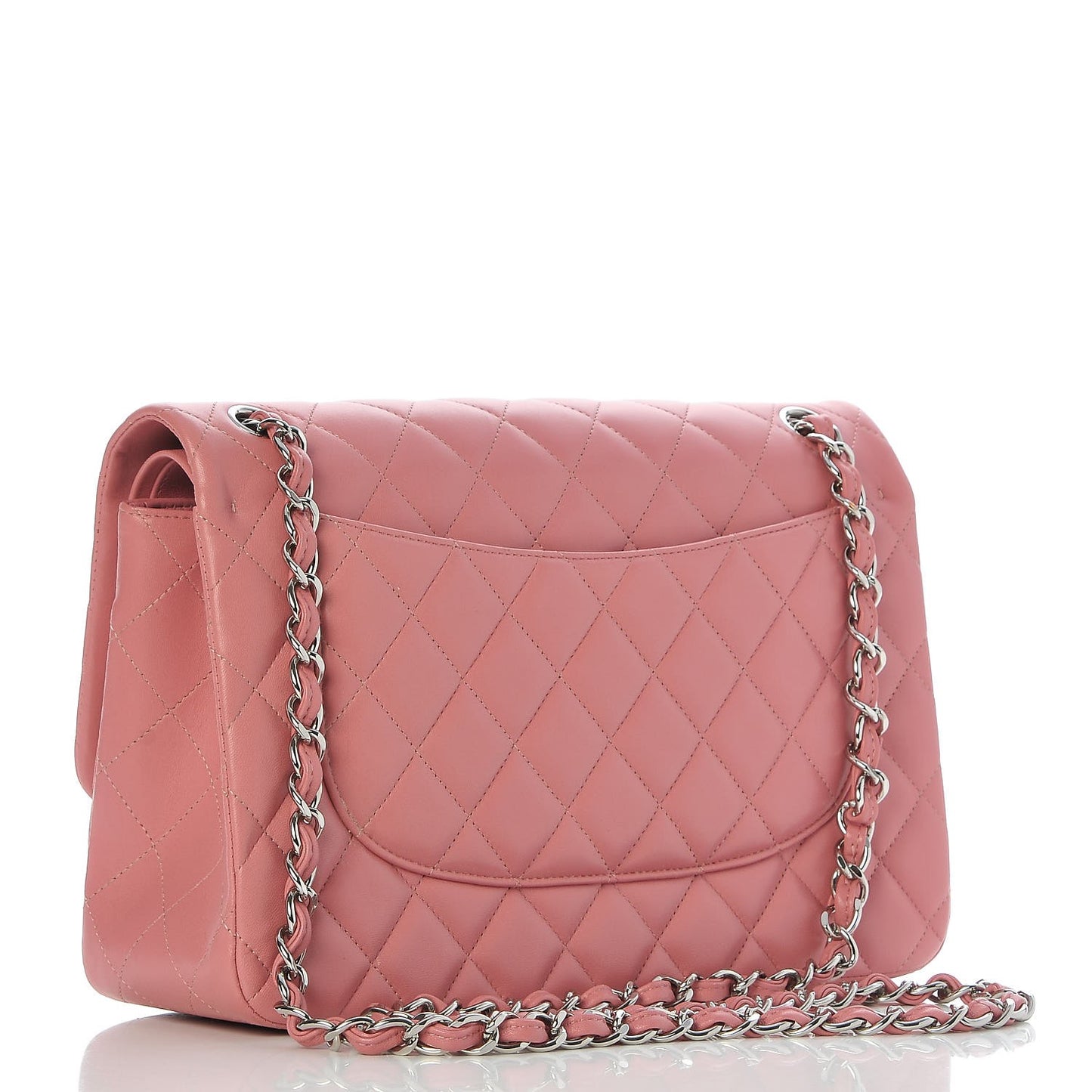 Lambskin Quilted Jumbo Double Flap Pink