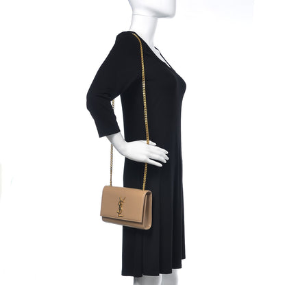 Saint Laurent Grain De Poudre Small Monogram Kate Satchel Dark Beige 2 of 9