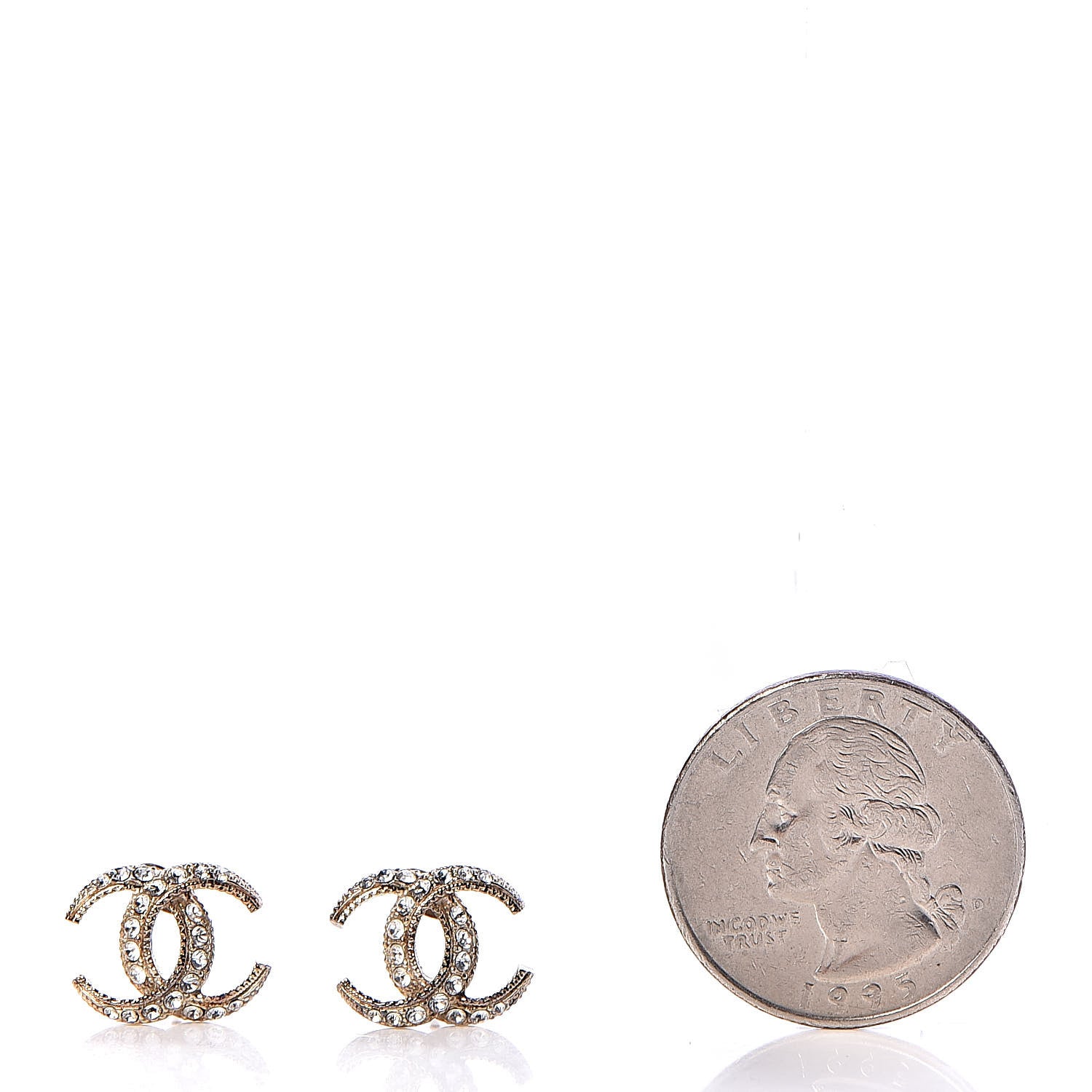 Chanel Crystal CC Moon Earrings Gold 2 of 5