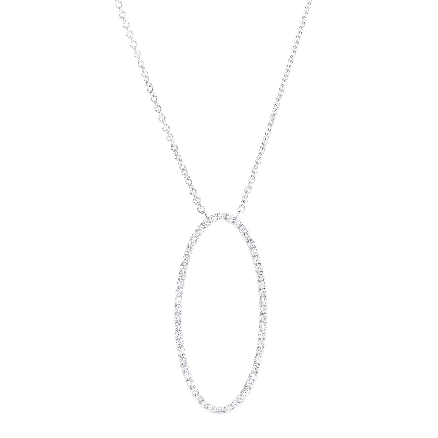 Tiffany 18K White Gold Diamond Metro Oval Pendant Necklace 4 of 7
