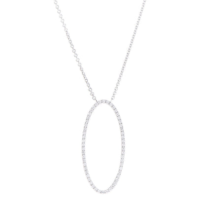 Tiffany 18K White Gold Diamond Metro Oval Pendant Necklace 4 of 7