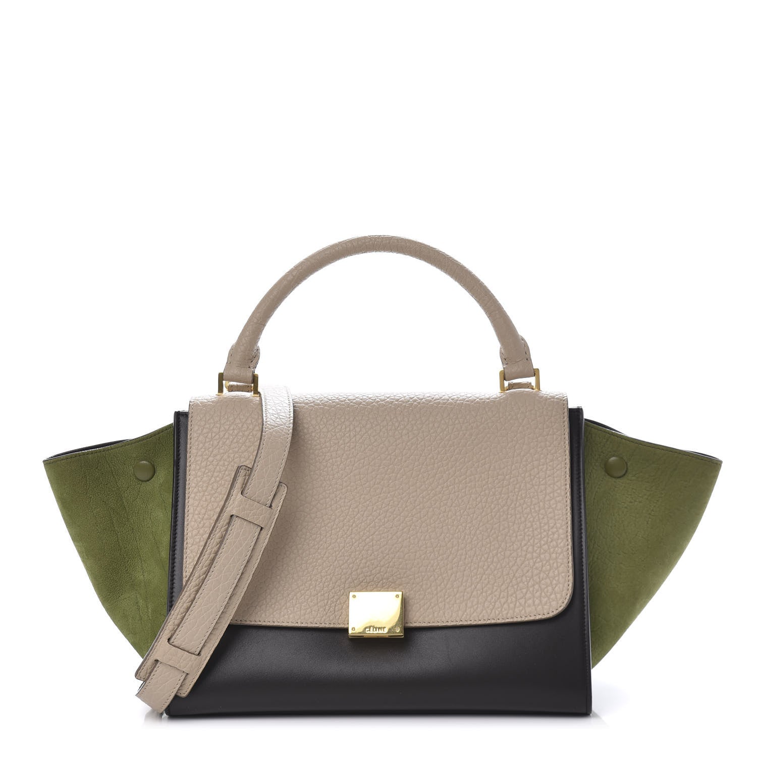 Celine Bullhide Calfskin Small Tri-Color Trapeze Almond 1 of 10
