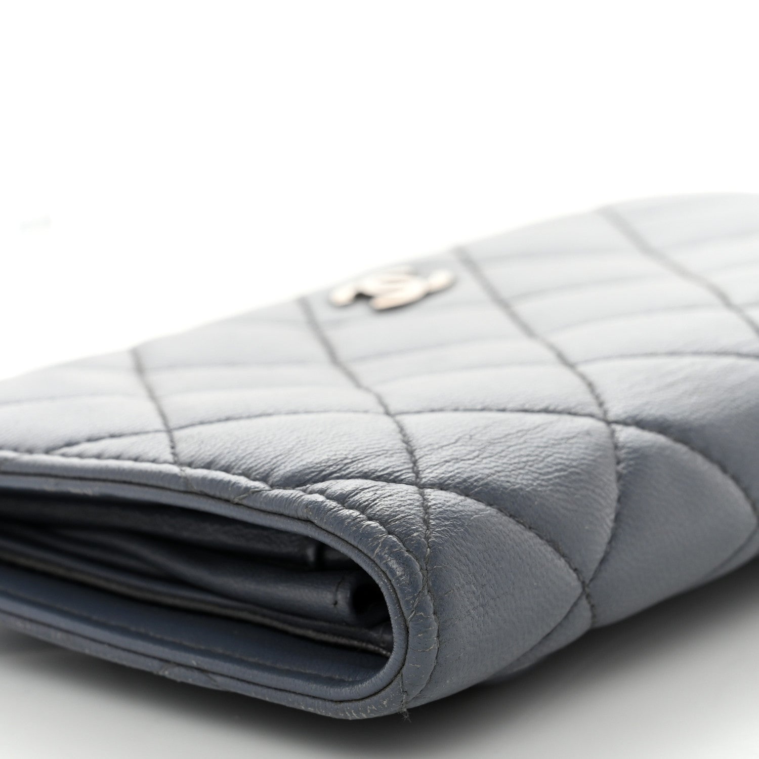 Chanel Lambskin Quilted Yen Wallet Blue 14 of 15