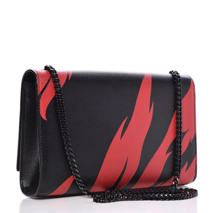 Saint Laurent Grain De Poudre Medium Classic Monogram Flame Print Kate Satchel Black 3 of 11