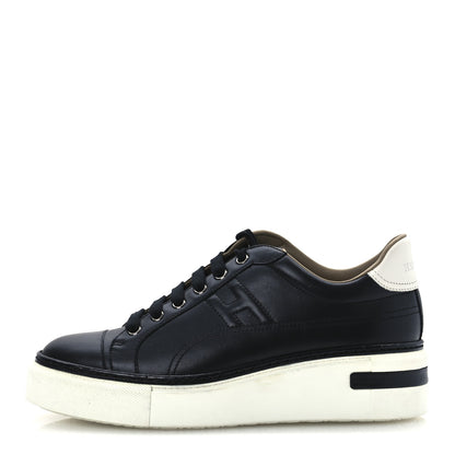 Hermes Calfskin Womens Polo Sneakers 39 Black White 1 of 12