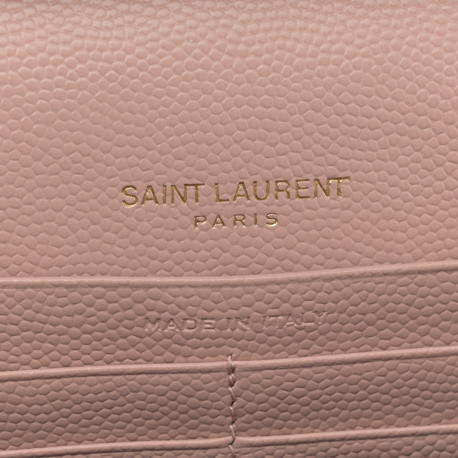Saint Laurent Grain De Poudre Matelasse Chevron Monogram Chain Wallet Pale Blush 7 of 12
