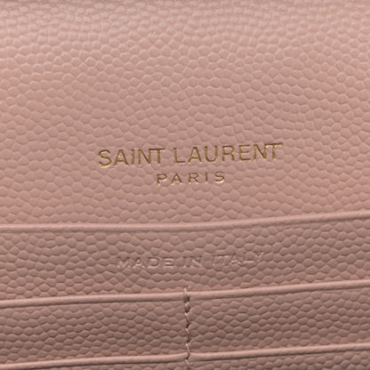 Saint Laurent Grain De Poudre Matelasse Chevron Monogram Chain Wallet Pale Blush 7 of 12