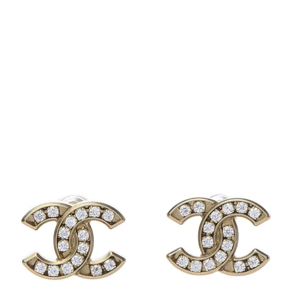 Chanel Crystal CC Earrings Gold 1 of 6