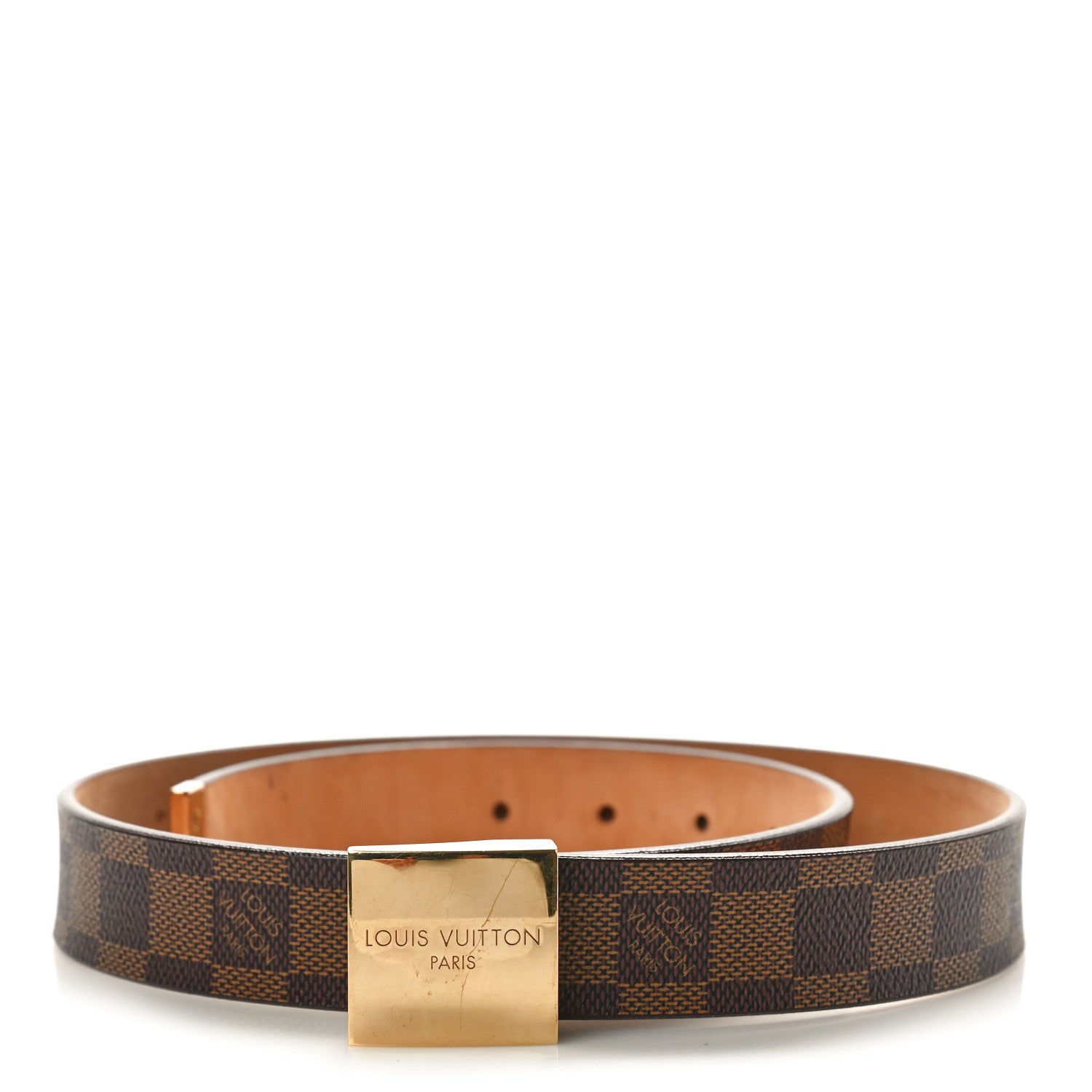 Louis Vuitton Damier Ebene Ceinture Belt Gold Buckle 1570365