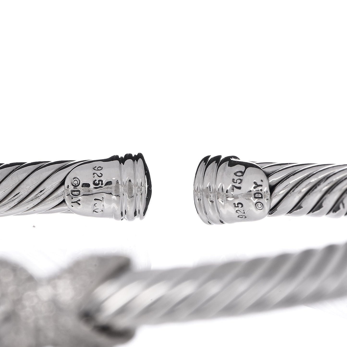 Sterling Silver 18K White Gold Diamond Pave 5mm X Cable Bracelet