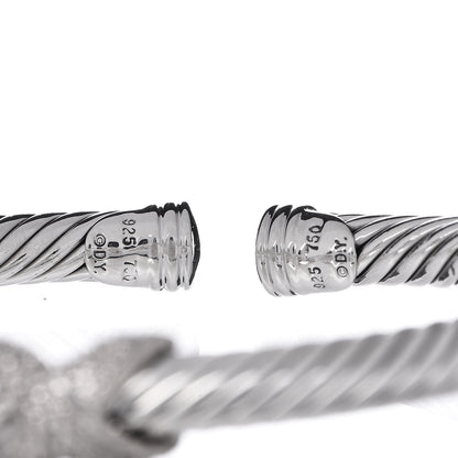 David Yurman Sterling Silver 18K White Gold Diamond Pave 5mm X Cable Bracelet 4 of 4