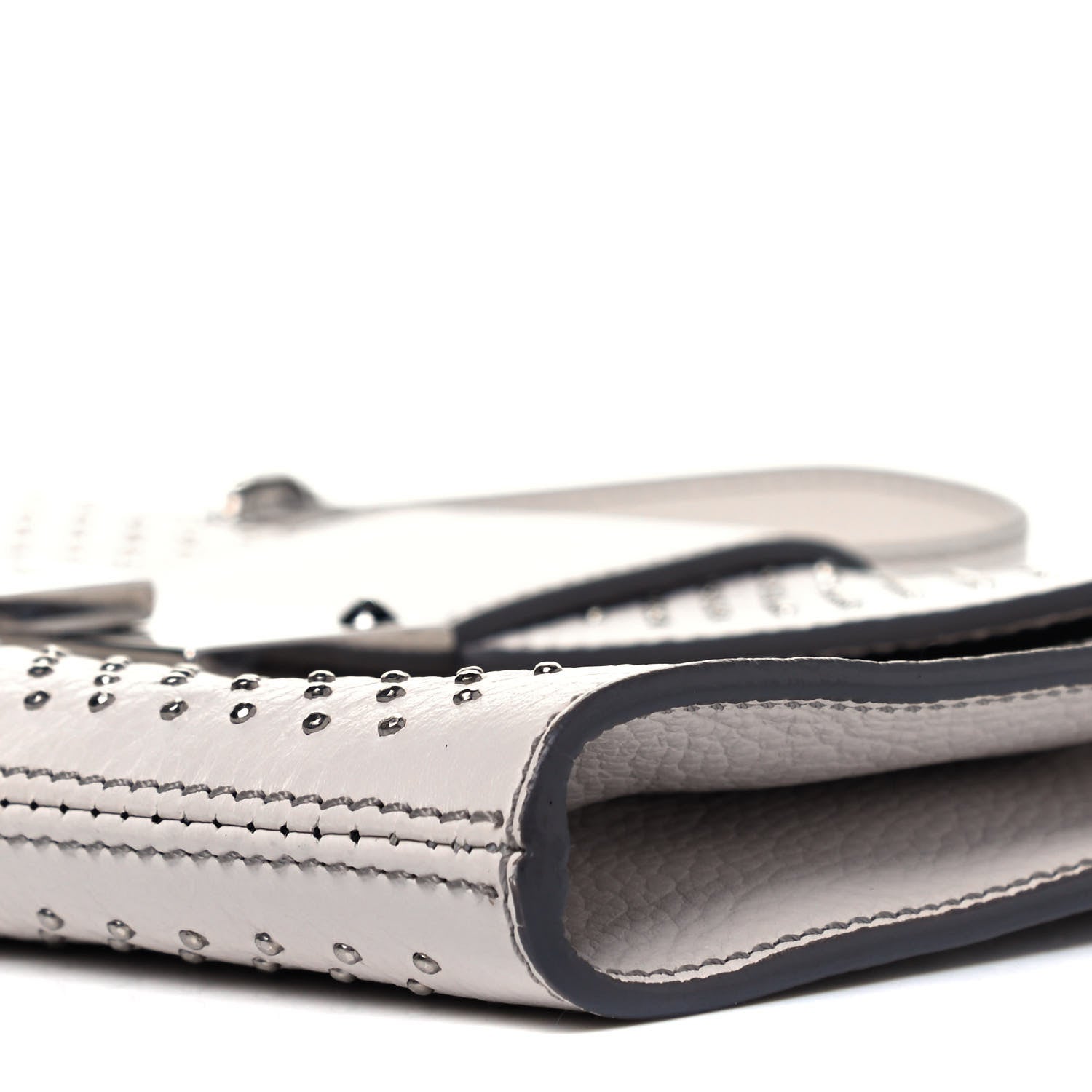 Jimmy Choo Calfskin Studded Rivera Flap Clutch White 9 of 9