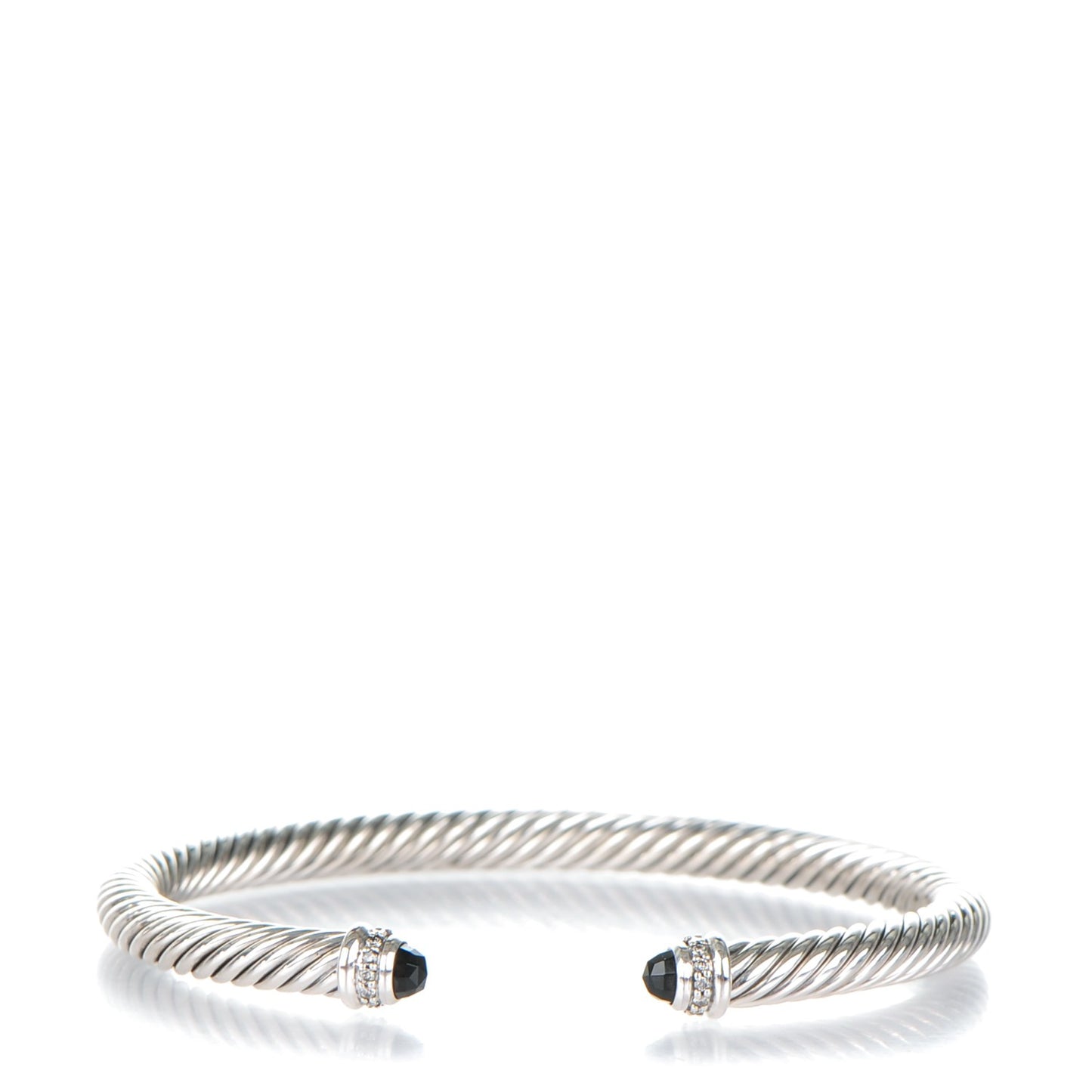 Sterling Silver Diamond Pave Black Onyx 5mm Cable Classics Bracelet