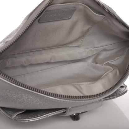 Chanel Metallic Grained Calfskin Quilted Casual Rock Waist Bag Fanny Pack Silver 5 of 8
