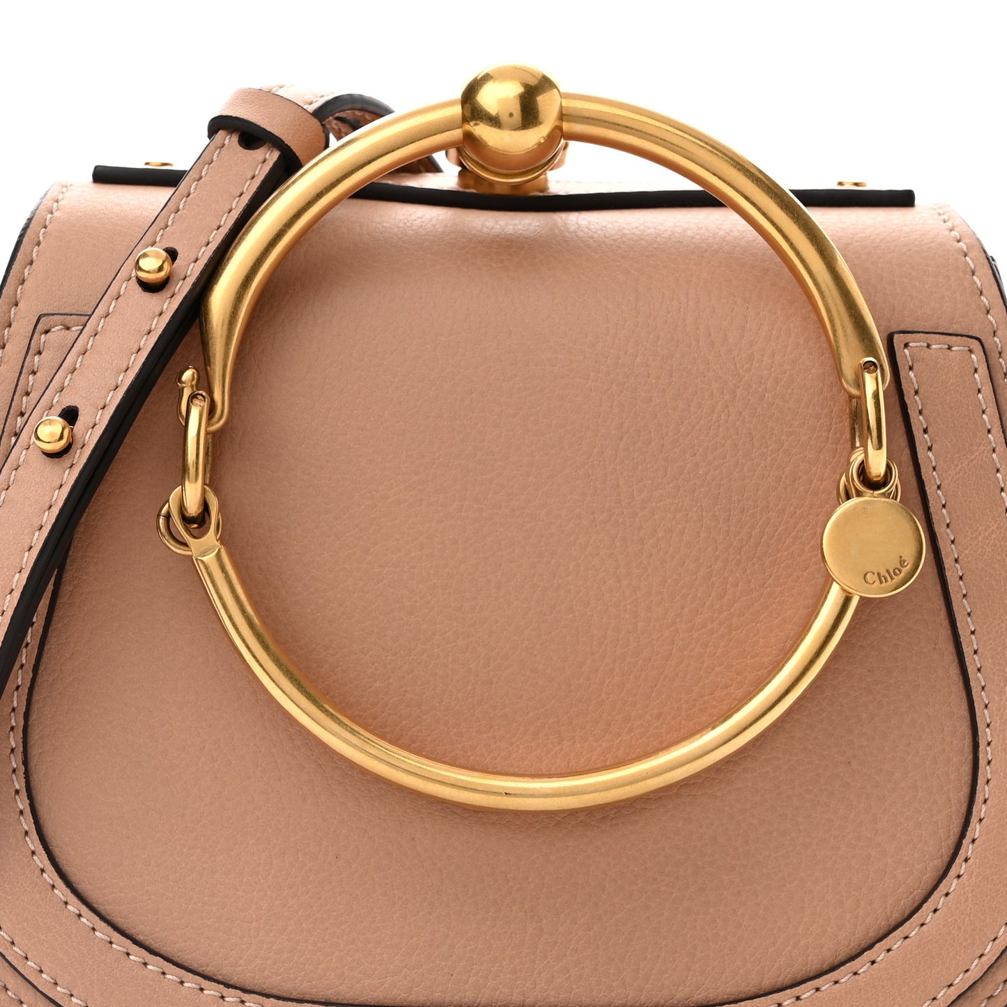Calfskin Suede Small Nile Bracelet Bag Biscotti Beige