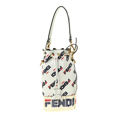 Fendi X FILA Calfskin F is Fendi Mania Fringe Mini Mon Tresor Bucket Bag White 1 of 12