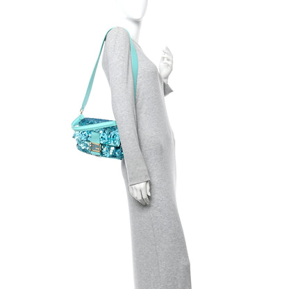 Fendi Sequin Paillettes Vitello Grace Sex and the City Baguette Spring Turquoise 2 of 11